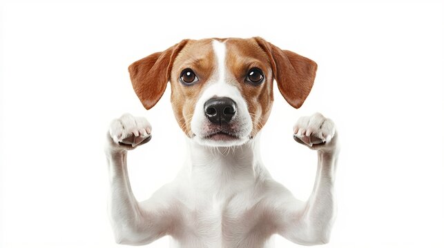 Energetic canine flexing its strong muscles in a fighting pose,showcasing its physical might and preparedness to protect or defend itself. This dynamic dog image conveys a sense of power,vigor.
