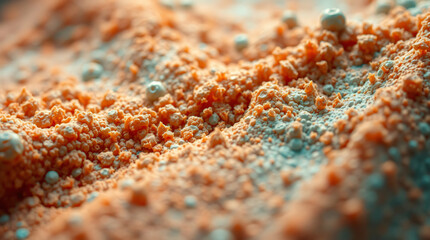 Fototapeta premium Microscopic View of Orange and White Powder Substance Texture