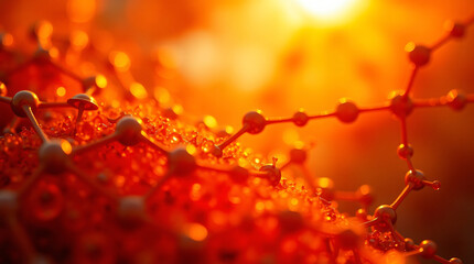 Molecular Sunset Glow Atomic Bonds in Golden Hour Light