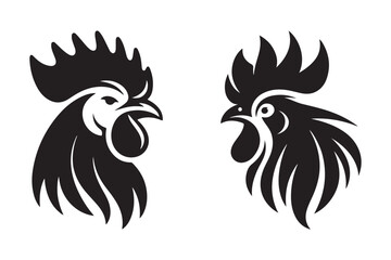 Minimalist Rooster Chicken Head Silhouette on White Background