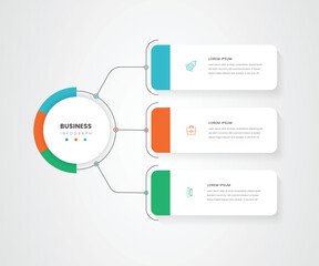 Business infographics. Chart with 3 steps, options, sections. Vector diagram.