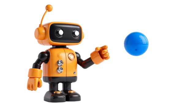 Robot in cartoon style on isolated background