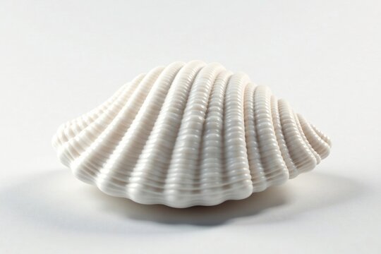 Razor shell with grooves on a white background, grooved, whiteshell