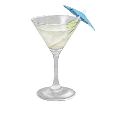 blue cocktail isolated on white