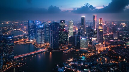 Obraz premium Smart city and abstract dot point connect with gradient line and aesthetic Intricate wave line design , big data connection technology concept .