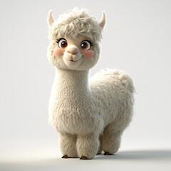 3D Style Alpaca Character Illustration
