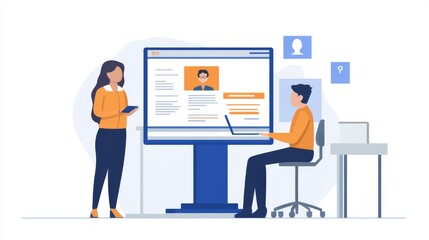 Fototapeta premium Interactive KYC compliance interface with the user. Business professional interacting with a Know Your Customer (KYC) compliance and security interface on digital screen. Identity verification, E KYC 