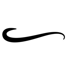 Swoosh underline, swish, swoop line vector. Caligraphic swivel curved. Element for typography. Black brush stroke. Isolated on white background. Retro style text tail