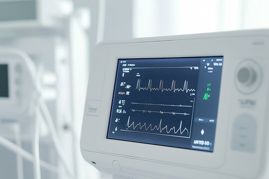Digital ECG shows heart rhythms and vital data in clinical settings. Powered by AI