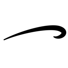 Swoosh underline, swish, swoop line vector. Caligraphic swivel curved. Element for typography. Black brush stroke. Isolated on white background. Retro style text tail