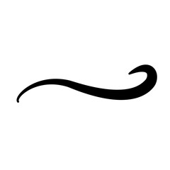 Swoosh underline, swish, swoop line vector. Caligraphic swivel curved. Element for typography. Black brush stroke. Isolated on white background. Retro style text tail