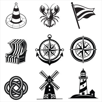 Collection of maritime Clipart Vector -  sea travel illustration