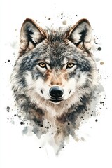 Obraz premium A striking portrait of a majestic wolf captured in classic watercolor style showcasing its piercing gaze and natural beauty. Generative AI