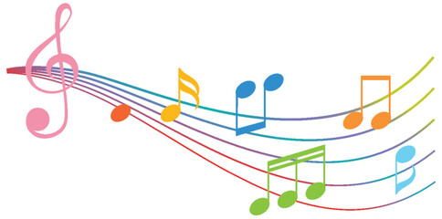 Colorful Musical Notes and Staff