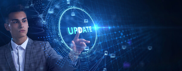 Business, Technology, Internet and network concept. Update software computer program upgrade.