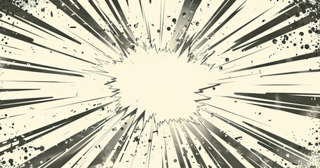 Obraz premium A dynamic explosion effect with radial lines and splatters, ideal for comic or graphic design.