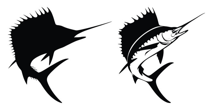 Sailfish silhouette. isolated vector on white background.