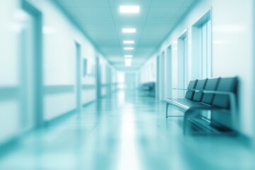 Obraz premium The blurred interior of the hospital corridor