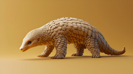 3D Pangolin Illustration, Scaly Mammal, Wildlife Art