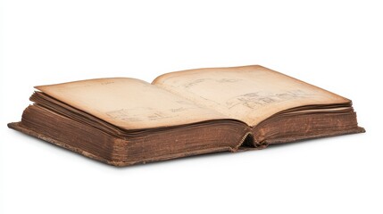 An open vintage book with worn pages, showcasing an antique appearance that reflects history and knowledge.