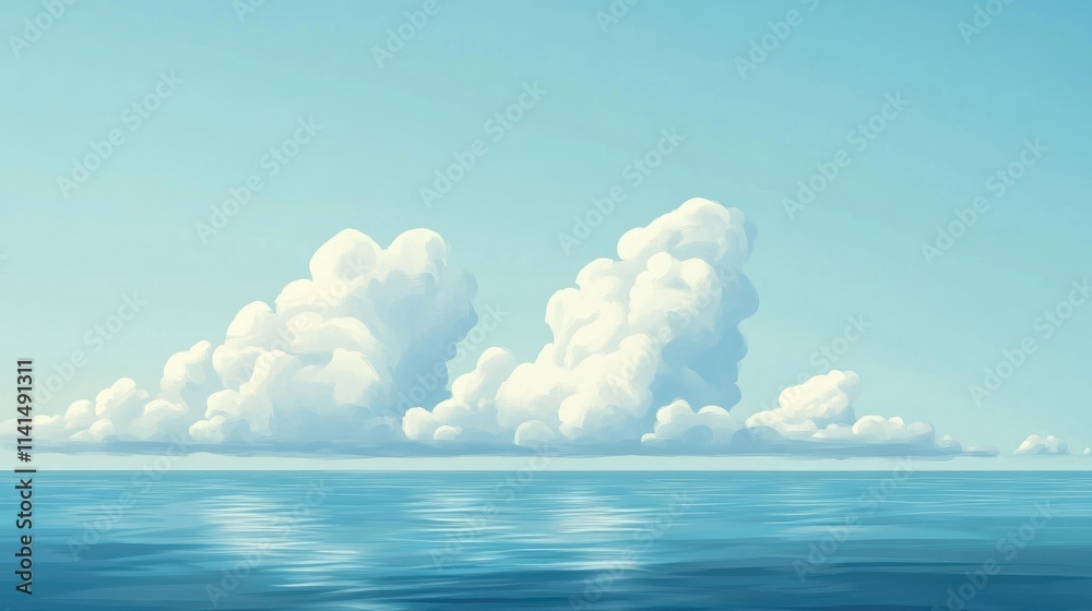 Aufkleber a serene seascape featuring soft clouds and calm waters under a clear sky.