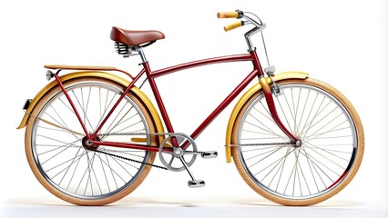 Fototapeta premium Classic Retro Bicycle in White Background - Vintage Design, Old Style, Classic Bike, Nostalgic Bicycle, Elegant Cycling, Timeless Charm, Retro Aesthetic, Artistic Bike Photography