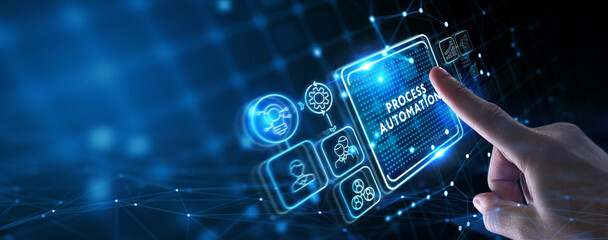 Business process automation, industrial technology innovation, optimization concept.