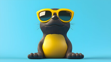 Fototapeta premium Cool Cartoon Seal 3D Render