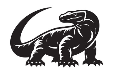 Elegant Komodo Dragon Silhouette for Logo and Branding