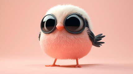 Cute Fluffy Bird 3D Illustration