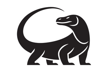 Minimalist Komodo Dragon Silhouette on White Background