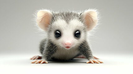 Adorable 3D Render of a Baby Opossum