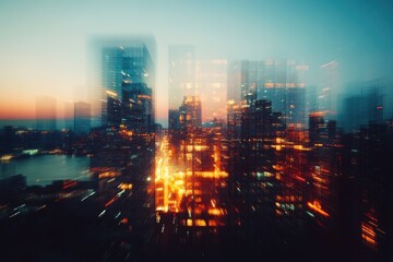 Fototapeta premium Cityscape at Twilight Abstract Urban Lightscape