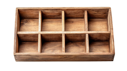 Rustic wooden divider tray for craftsman workshop product display