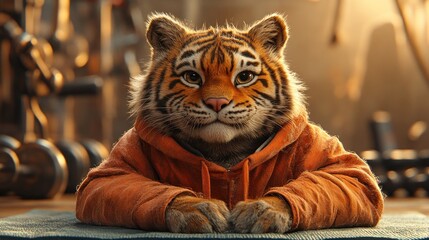 Tiger hoodie relaxed gym background