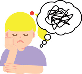 考えがまとまらない女性のイラスト