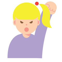 拳を上げて怒る女性のイラスト