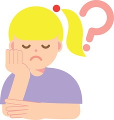 考える、疑問に思う女性のイラスト