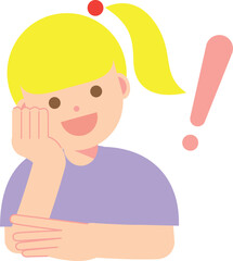 ひらめく、分かる、気づく笑顔の女性のイラスト