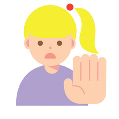 拒否する、止める女性のイラスト