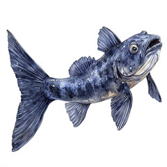 Fototapeta premium Ancient coelacanth fish swimming gracefully in deep blue waters