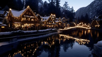 Fototapeta premium Landscape xmas night in the city