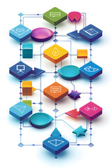 Illustrative Business Flowchart Displaying Sequential Process Steps, Tasks and Decision Points for Effective Project Management