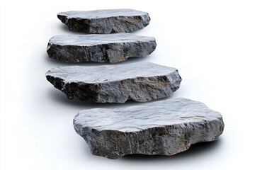 Gray Stones on a White Background for Nature and Landscape Themes