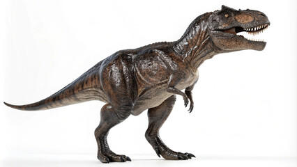 A Terrifying Tyrannosaurus Rex Digital Illustration Emphasizing Its Size and Menacing Roar on a Solid White Canvas.