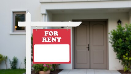 For rent sign displayed on a residential building, symbolizing opportunities for new beginnings and the dynamic nature of urban living.