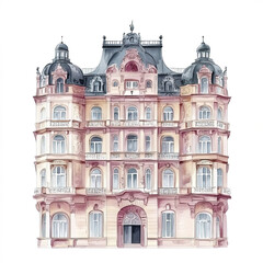Fototapeta premium Majestic palace architectural element in watercolor style, showcasing elegance