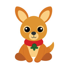 Cute baby kangaroo with Christmas dress vector illustration.