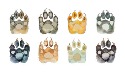 Obraz premium illustration watercolor bear paw print on transparent background PNG