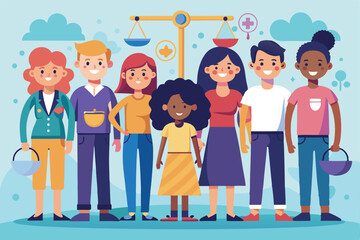 Fototapeta premium A diverse group stands together advocating for equality of opportunity and social justice in their community, Equality of opportunity